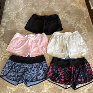 5 pairs EUC Lululemon 4” inseam running shorts